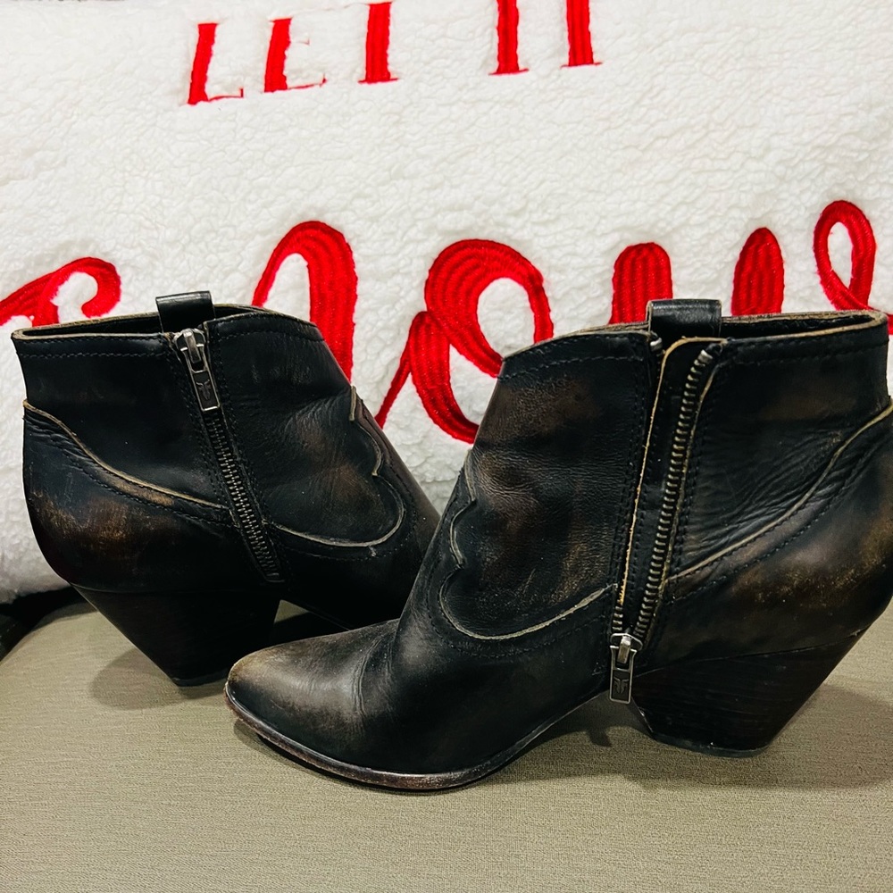 Frye Reina Leather Western Booties Boots